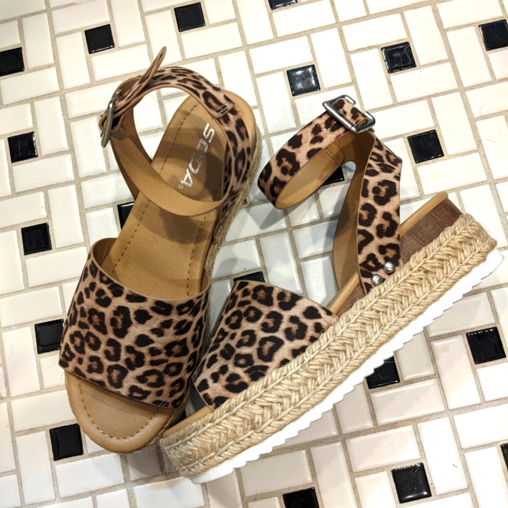 Soda Leopard Platform Sandals